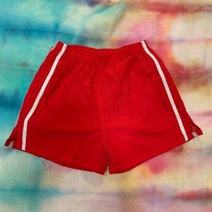 Red & white striped vintage athletic shorts
